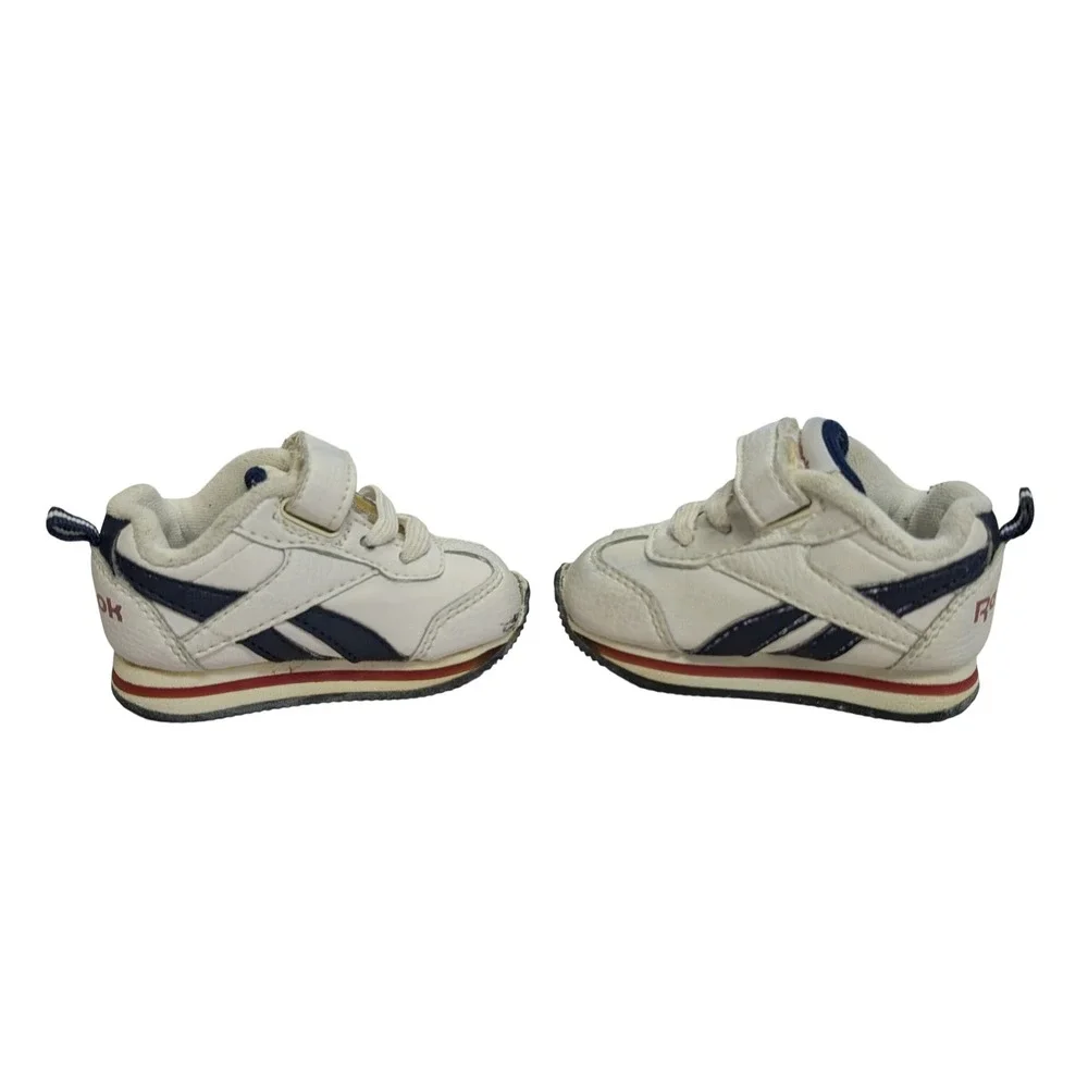Vintage Reebok Classic Sneakers Platform Trainers White Red Blue Toddler Size‎ 2